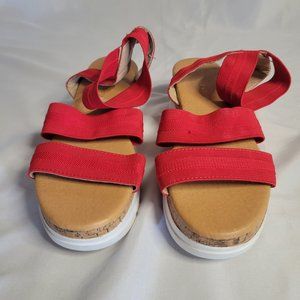 Olivia + Kate Red Womens Wedge Sandals (Size 7)